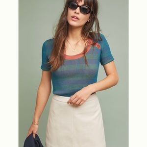 1XL  Marais Buttoned spacedye plus size short sleeve top/sweater button …